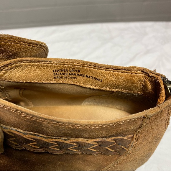 Born Sylvia Suede Leather Boots Beaded Ankle Strap Tobacco Combo 8.5 M Camel - Picture 13 of 13